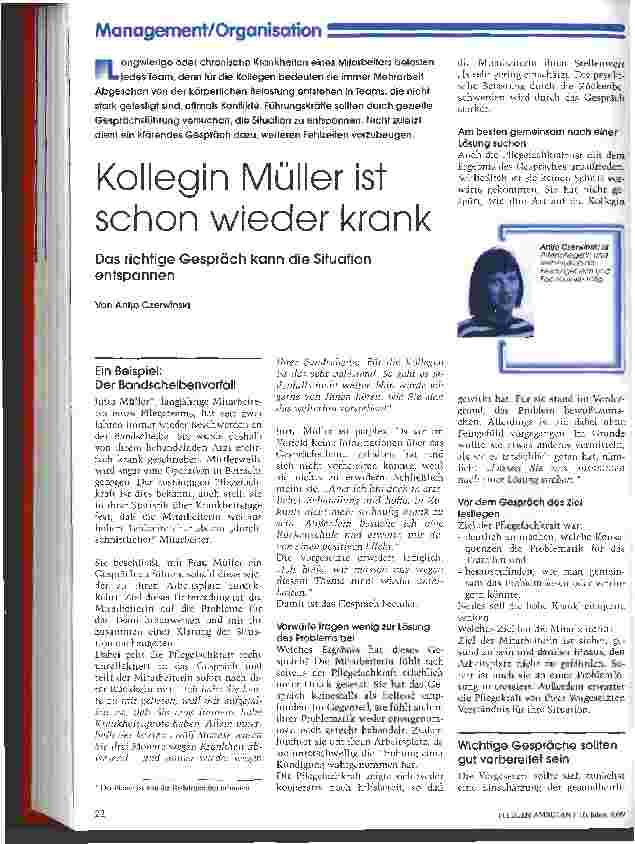 Vorschauseite 1: Kollegin Müller ist schon wieder krank Das richtige Gespräch kann die Situation entspannen