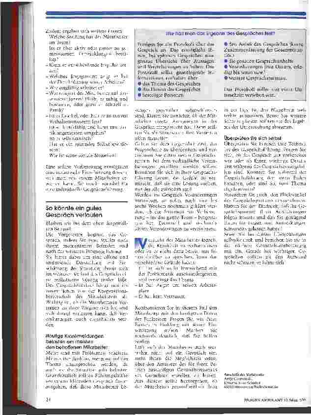Vorschauseite 3: Kollegin Müller ist schon wieder krank Das richtige Gespräch kann die Situation entspannen
