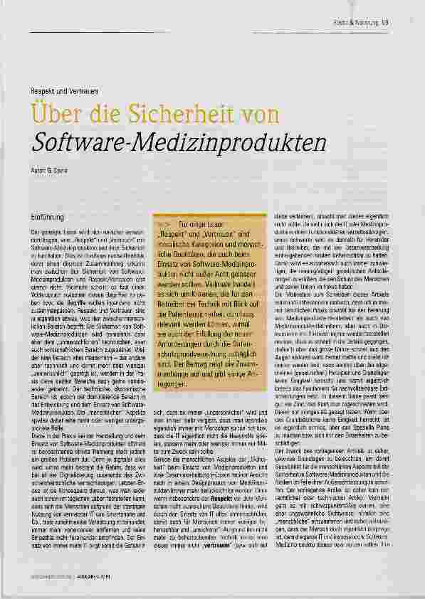 Vorschauseite 1: Über die Sicherheit von Software-Medizinprodukten