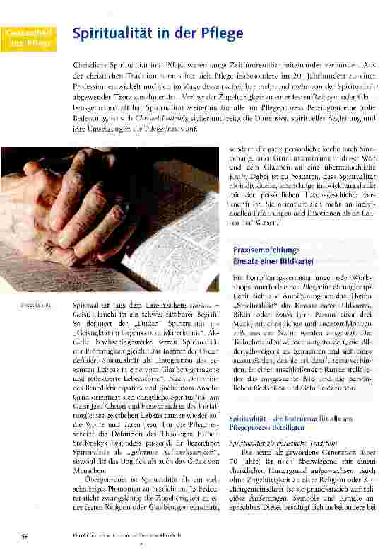 Vorschauseite 1: Spiritualität in der Pflege
