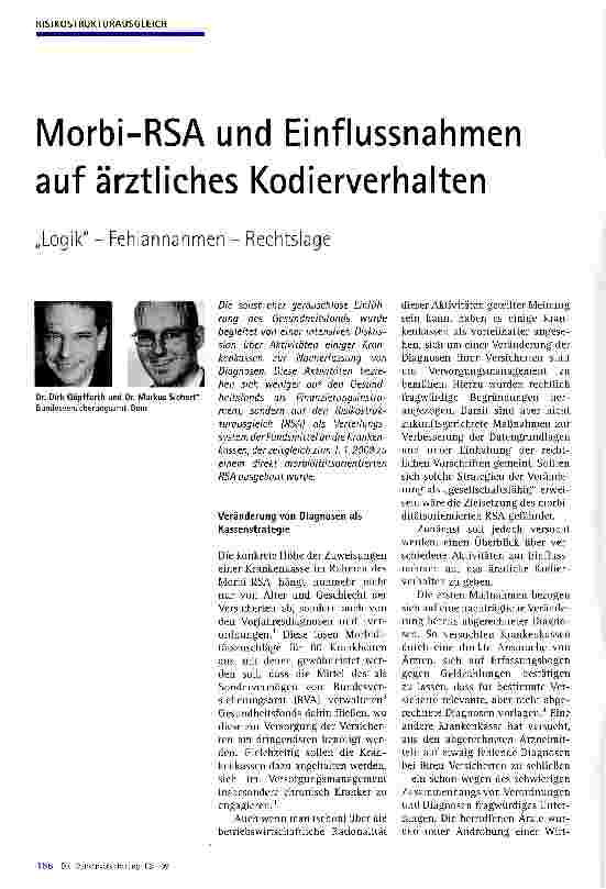 Vorschauseite 1: Morbi-RSA und Einflussnahmen auf ärztliches Kodierverhalten