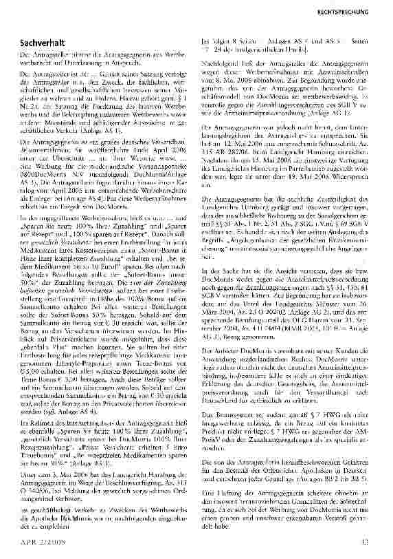 Vorschauseite 2: Geltung der Arzneimittelpreisvorschriften für ausländische Versandapotheken