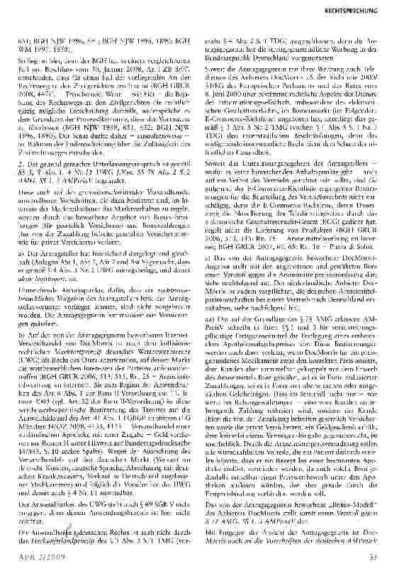 Vorschauseite 4: Geltung der Arzneimittelpreisvorschriften für ausländische Versandapotheken