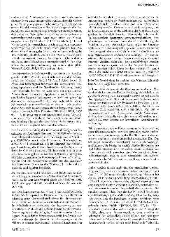 Vorschauseite 6: Geltung der Arzneimittelpreisvorschriften für ausländische Versandapotheken