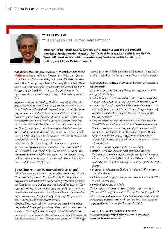 Vorschauseite 1: Wassergefiltertes Infrarot A (wIRA) wird erfolgreich in der Wundbehandlung