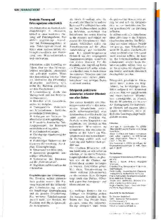 Vorschauseite 3: Jobrotation will gut geplant sein