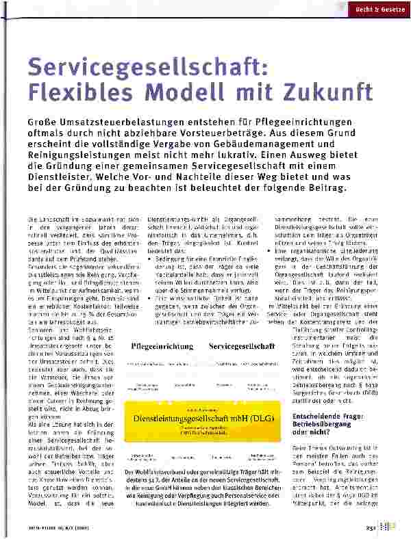 Vorschauseite 1: Servicegesellschaft: Flexibles Modell mit Zukunft