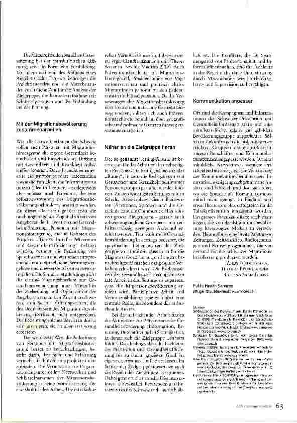 Vorschauseite 3: Prävention und Gesundheitsförderung stärken -gemeinsam mit der Migrationsbevölkerung