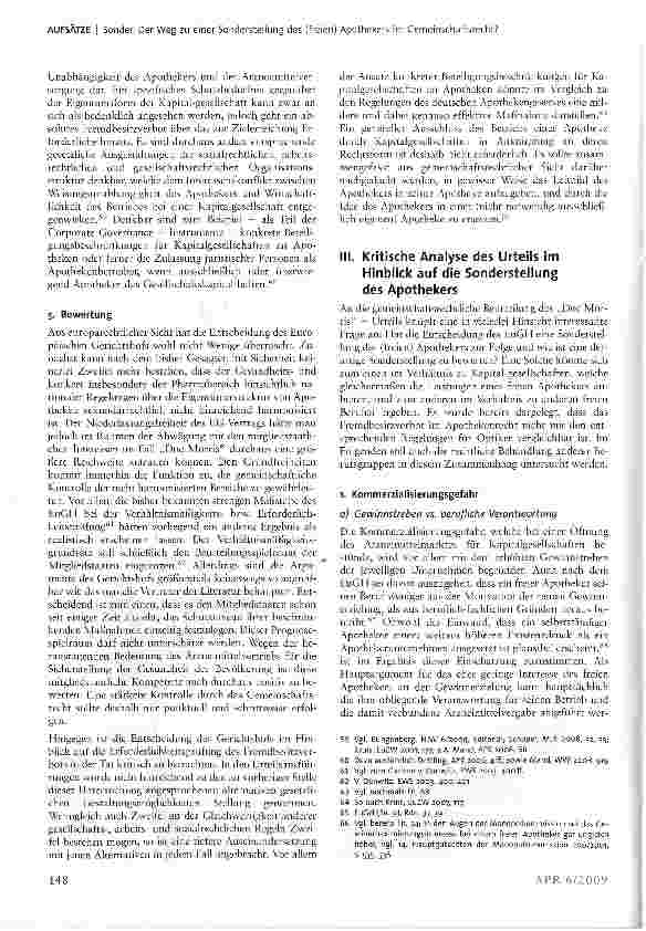Vorschauseite 6: Der Weg zu einer Sonderstellung des (freien) Apothekers im Gemeinschaftsrecht? - Das Urteil „Doc Morris und die Folgen