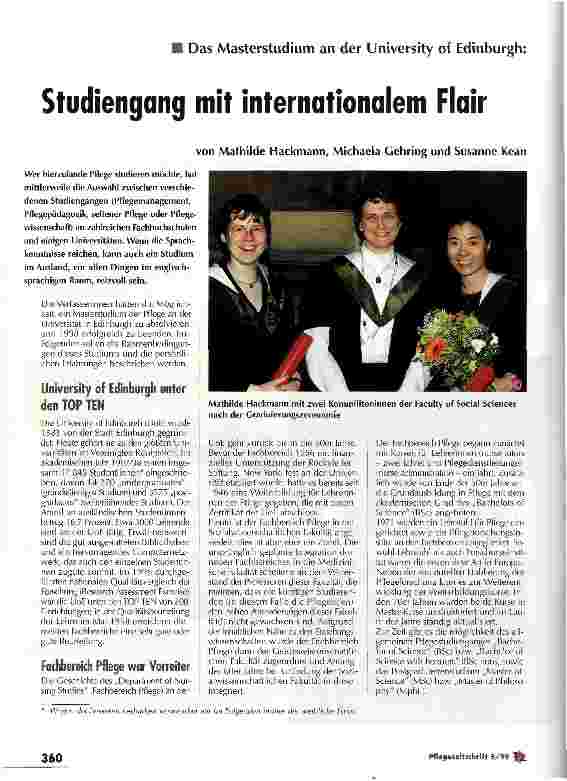 Vorschauseite 1: Studiengang mit internationalem Flair Das Masterstudium an der University of Edinburgh