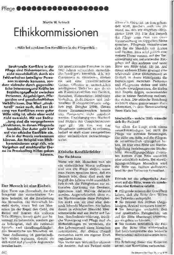 Vorschauseite 1: Ethikkommissionen Hilfe bei strukturellen Konflikten in der Pflegeethik
