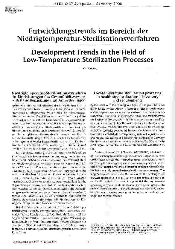 Vorschauseite 1: Entwicklungstrends im Bereich der Niedrigtemperatur-Sterilisationsverfahren