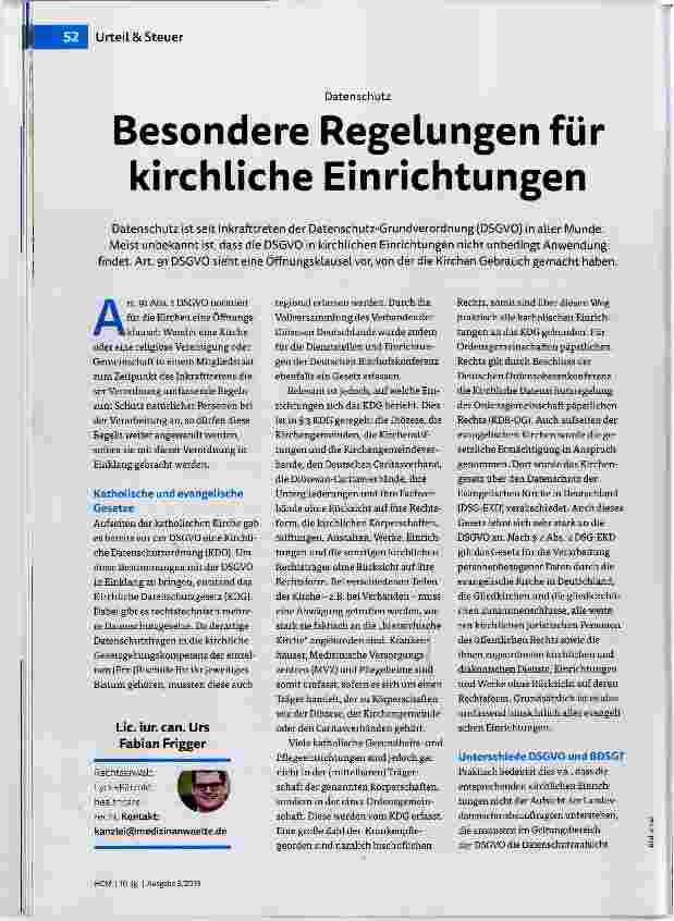 Vorschauseite 1: Besondere Regelungen für kirchliche Einrichtungen