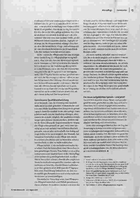 Vorschauseite 2: Weniger Zeit für die Bewohner Neue Qualitätsprüfung belastet Altenpflegeeinrichtungen