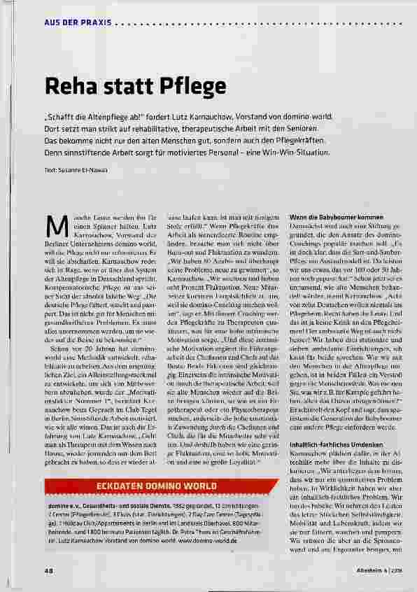 Vorschauseite 1: Reha statt Pflege