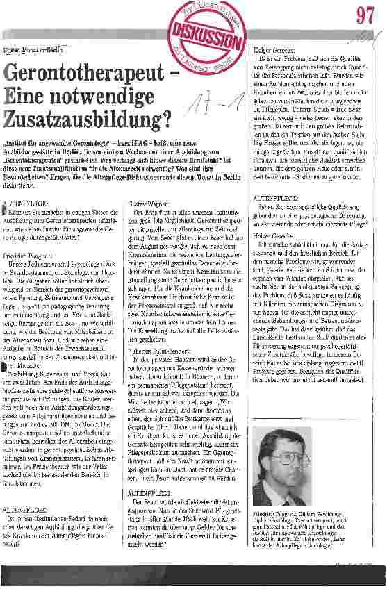 Vorschauseite 1: Gerontotherapeut - Eine notwendige Zusatzausbildung?