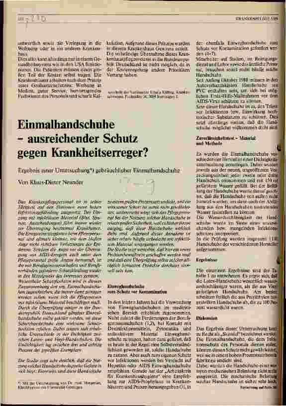 Vorschauseite 1: Einmalhandschuhe - ausreichender Schutz gegen Krankheitserreger?