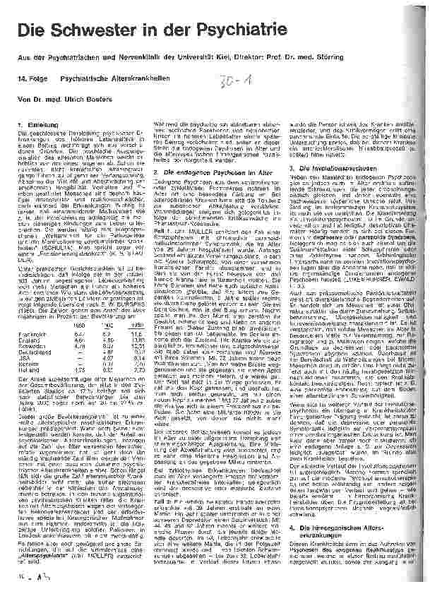 Vorschauseite 1: Die Schwester in der Psychiatrie 14. Folge: Psychiatrische Alterserkrankungen