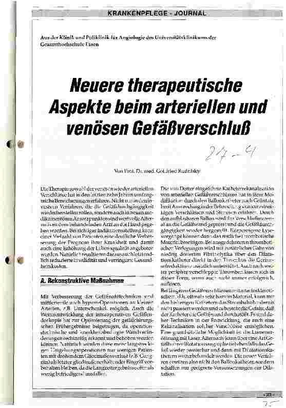 Vorschauseite 1: Neuere therapeutische Aspekte beim arteriellen und venösen Gefäßverschluß