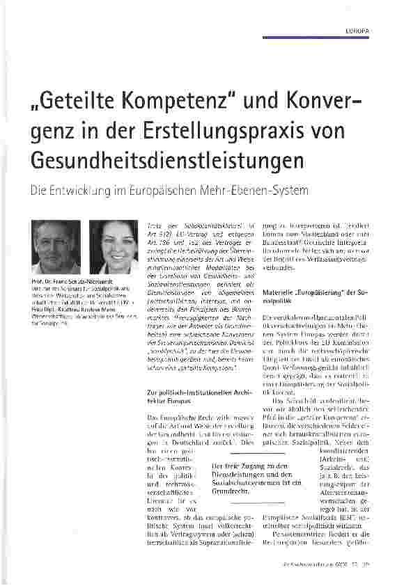 Vorschauseite 1: „Geteilte Kompetenz und Konvergenz in der Erstellungspraxis von Gesundheitsdienstleistungen