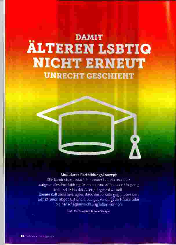 Vorschauseite 1: DAMIT ÄLTEREN LSBTIQ NICHT ERNEUT UNRECHT GESCHIEHT