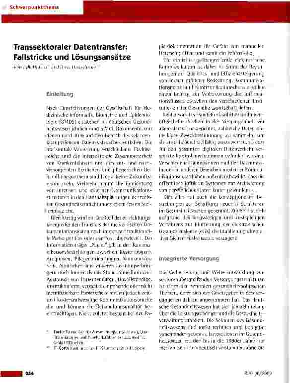 Vorschauseite 1: Transsektoraler Datentransfer: Fallstricke und Lösungsansätze
