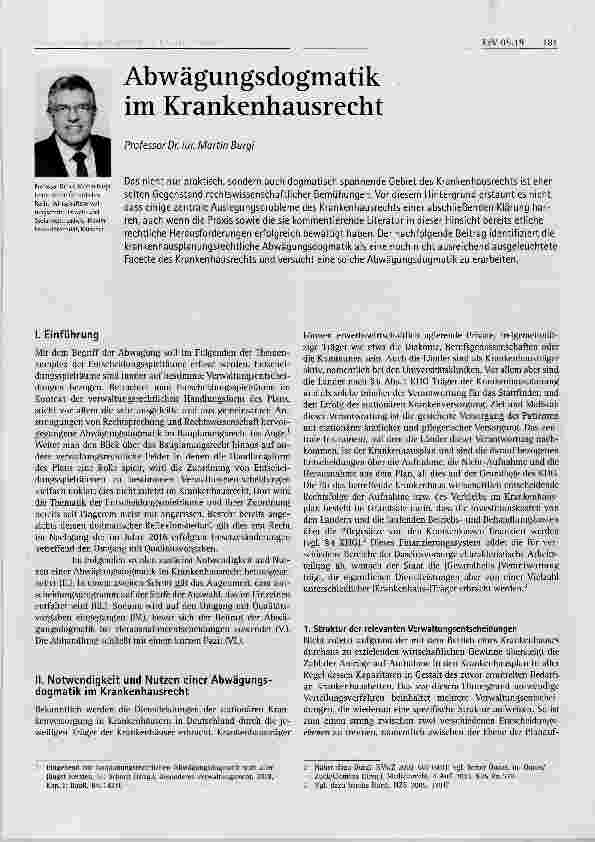 Vorschauseite 1: Abwägungsdogmatik im Krankenhausrecht