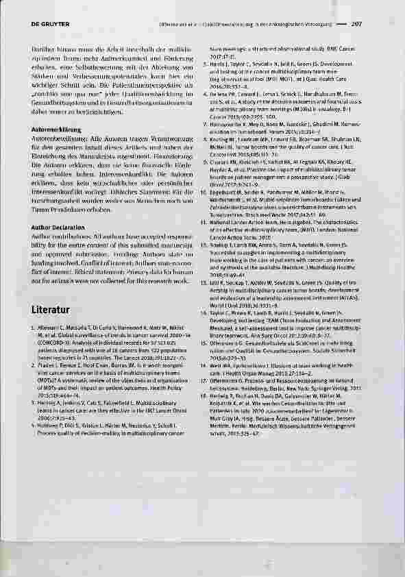 Vorschauseite 3: Qualitätsentwicklung in der onkologischen Versorgung durch multiprofessionelle Teamarbeit am Beispiel von Tumorboards: ein Überblick