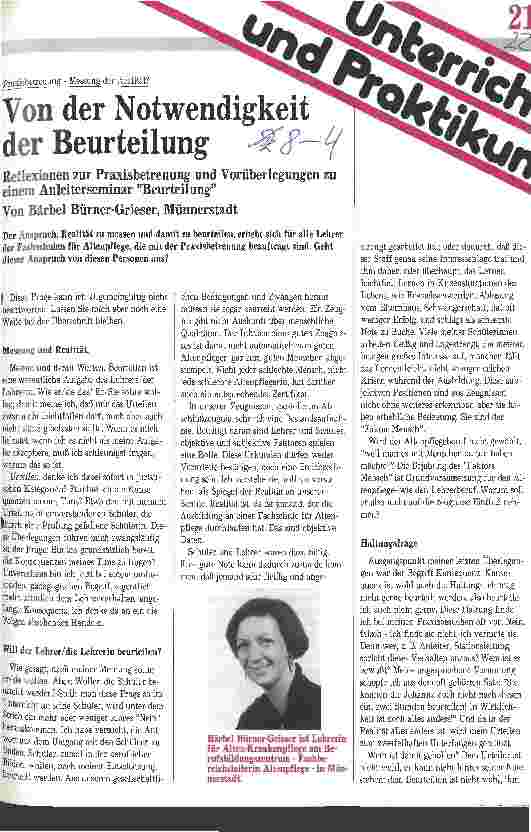 Vorschauseite 1: Praxisbetreuung: Von der Notwendigkeit der Beurteilung Reflexionen zur Praxisbetreuung