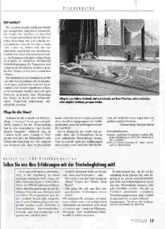 Vorschauseite 4: Die Zeit bleibt stehen und rast davon 6. Kongress der europäischen Gesellschaft für Palliativpflege