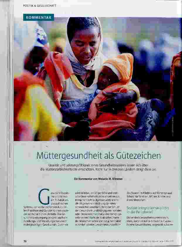 Vorschauseite 1: Müttergesundheit als Gütezeichen