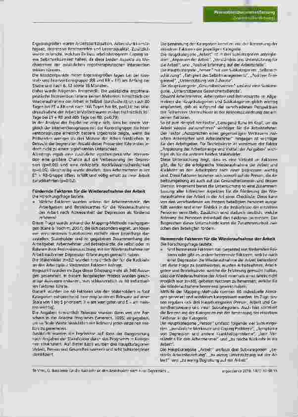 Vorschauseite 4: Bausteine für die Rückkehr an den Arbeitsplatz nach einer Depression
