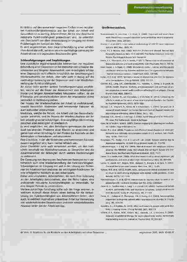 Vorschauseite 6: Bausteine für die Rückkehr an den Arbeitsplatz nach einer Depression