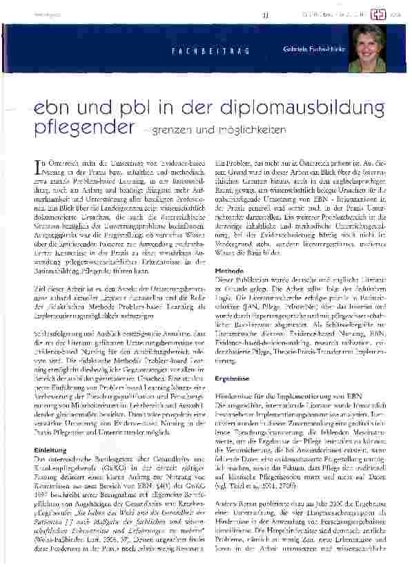 Vorschauseite 1: ebn und pbl in der diplomausbildung