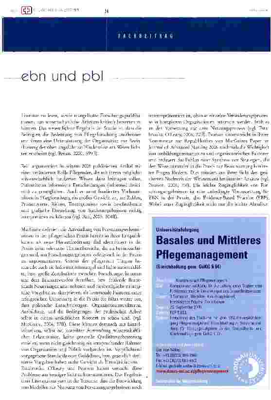 Vorschauseite 2: ebn und pbl in der diplomausbildung