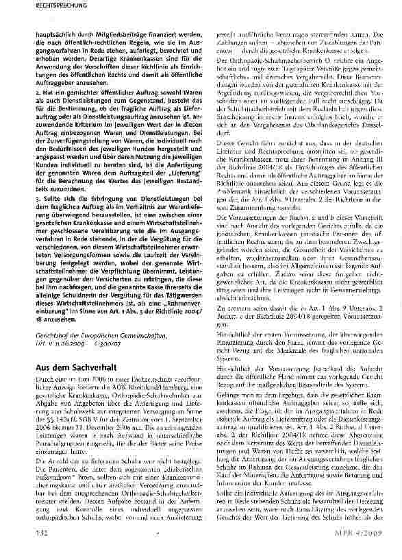 Vorschauseite 2: Vorabentscheidungsverfahren zur Auftraggebereigenschaft der gesetzlichen KrankenkassenArt. i, Art. 21 ff. der Richtlinie 2004/18/EG, §§ 1, 4, SGB V