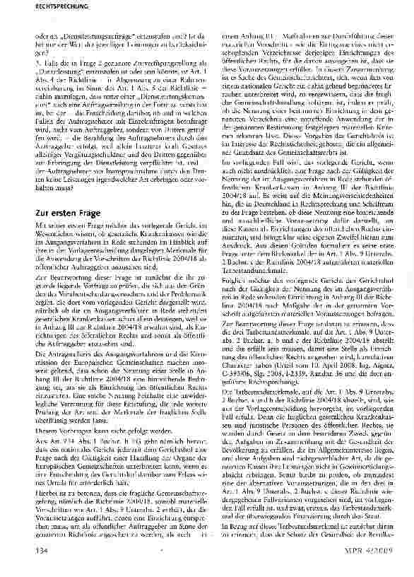 Vorschauseite 4: Vorabentscheidungsverfahren zur Auftraggebereigenschaft der gesetzlichen KrankenkassenArt. i, Art. 21 ff. der Richtlinie 2004/18/EG, §§ 1, 4, SGB V