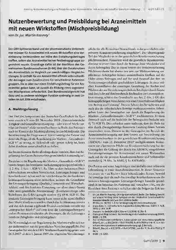 Vorschauseite 1: Nutzenbewertung und Preisbildung bei Arzneimitteln mit neuen Wirkstoffen (Mischpreisbildung)