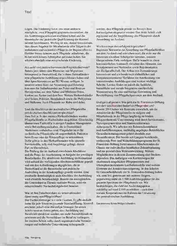 Vorschauseite 3: Ausländische Pflegekräfte „Beruflich und sozia integrieren“
