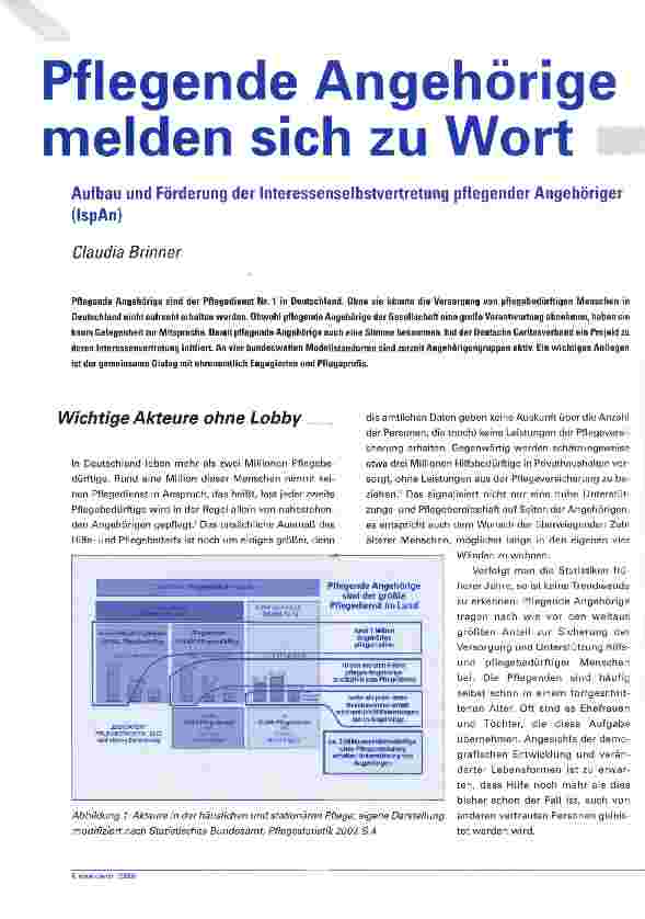 Vorschauseite 1: Pflegende Angehörige melden sich zu Wort