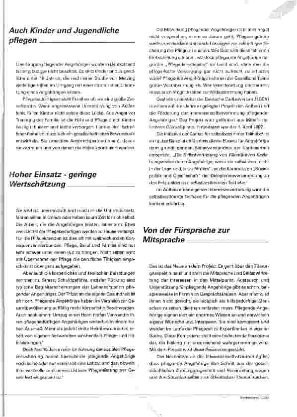 Vorschauseite 2: Pflegende Angehörige melden sich zu Wort