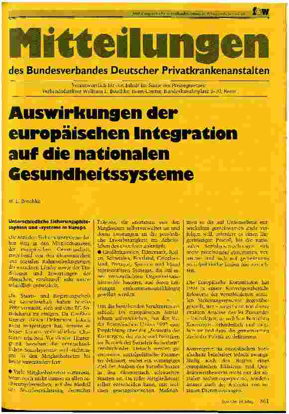 Vorschauseite 1: Auswirkungen der europäischen Integration auf die nationalen Gesundheitssysteme
