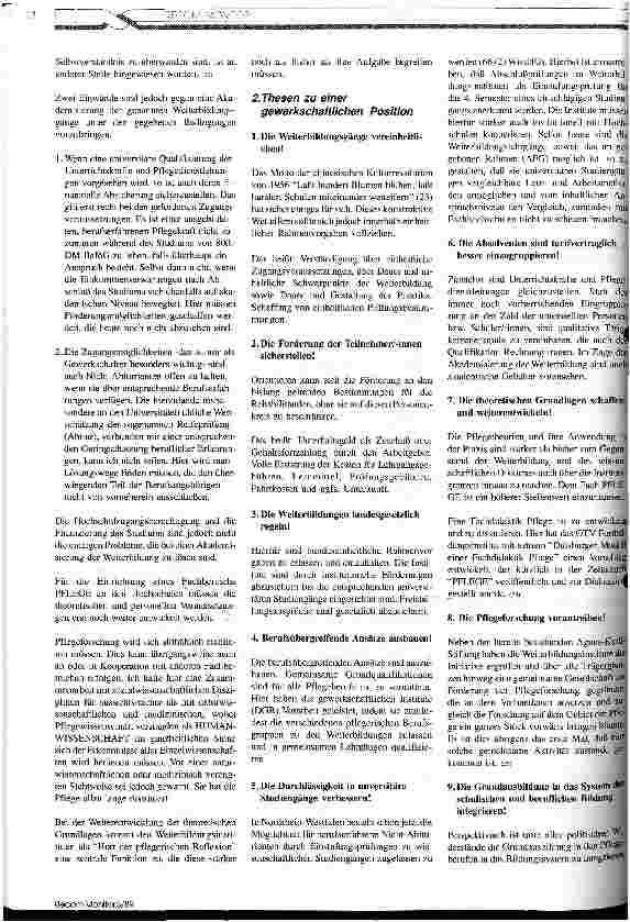 Vorschauseite 4: Thesen zur Situation der Weiterbildung in der Krankenpflege in der BRD