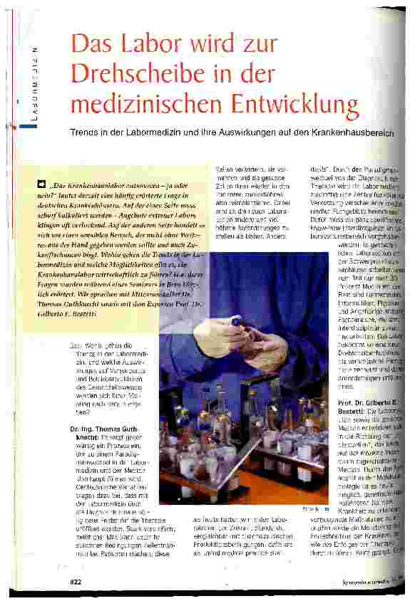 Vorschauseite 1: Das Labor wird zur Drehscheibe in der medizinischen Entwicklung