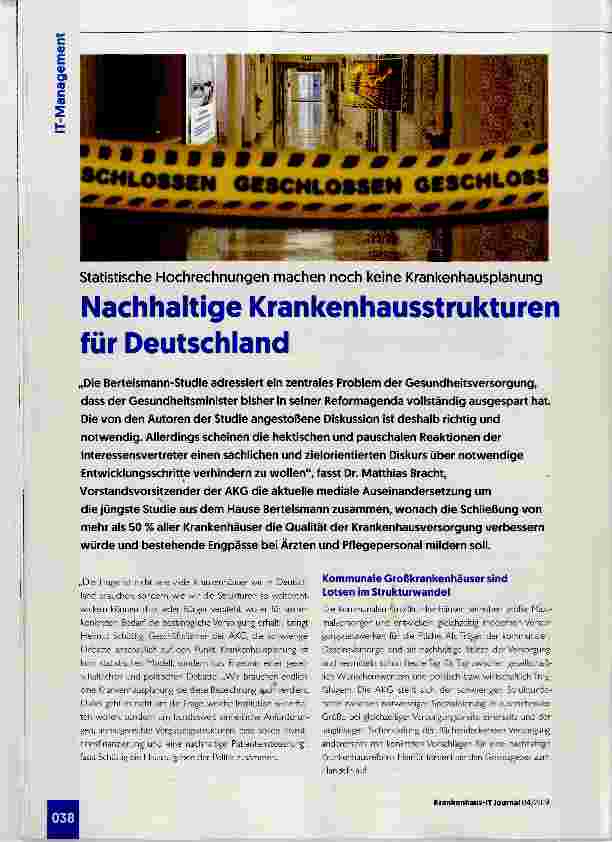 Vorschauseite 1: Nachhaltige Krankenhausstrukturen Deutschland