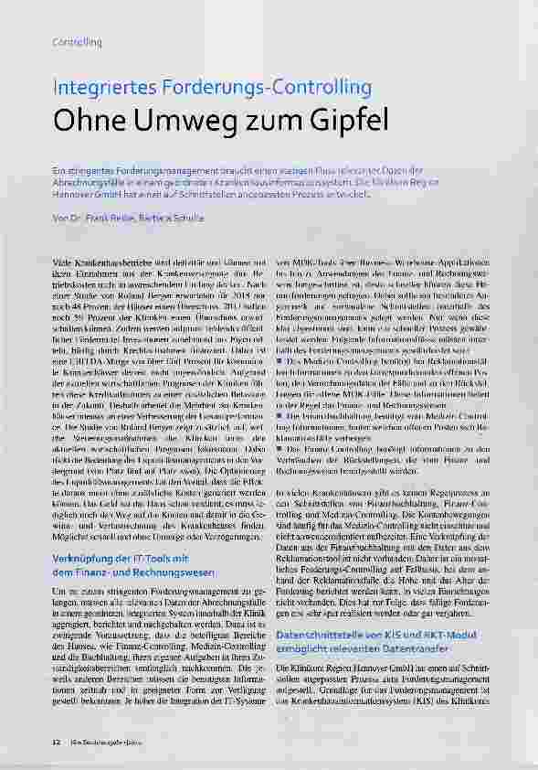 Vorschauseite 1: Integriertes Forderungs-Controlling Ohne Umweg zum Gipfel