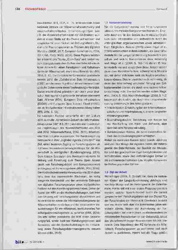 Vorschauseite 2: Speichervolumenund Kostenabschätzung für die Archivierung von Forschungsdaten