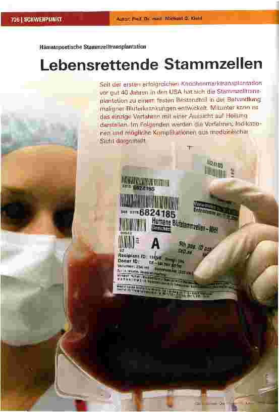 Vorschauseite 1: Lebensrettende Stammzellen