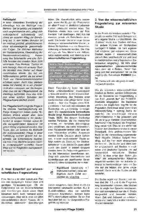 Vorschauseite 2: Die Methoden der evidenzbasierten Pflege -am Beispiel der Prävention von Knochenbrüchen durch Hüftprotektoren