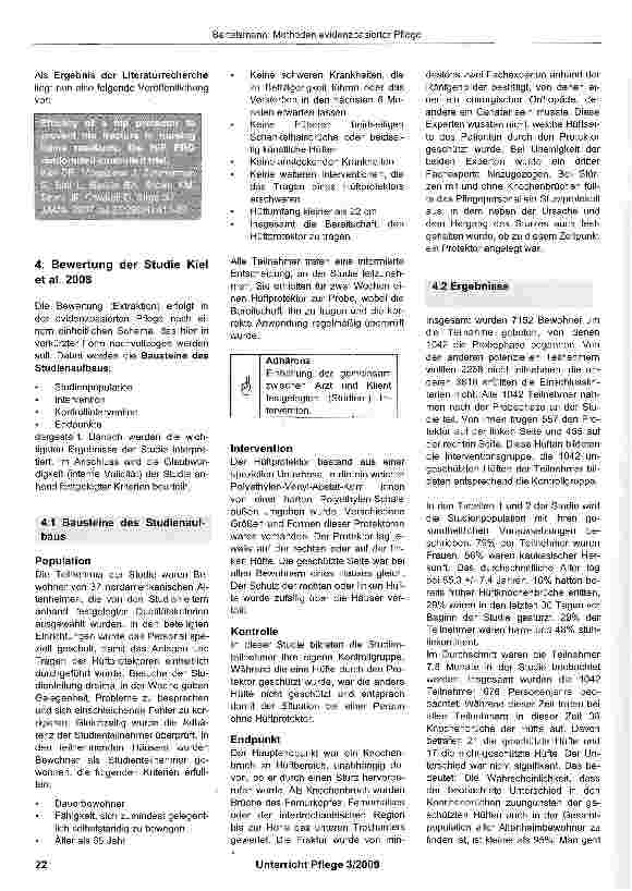 Vorschauseite 3: Die Methoden der evidenzbasierten Pflege -am Beispiel der Prävention von Knochenbrüchen durch Hüftprotektoren